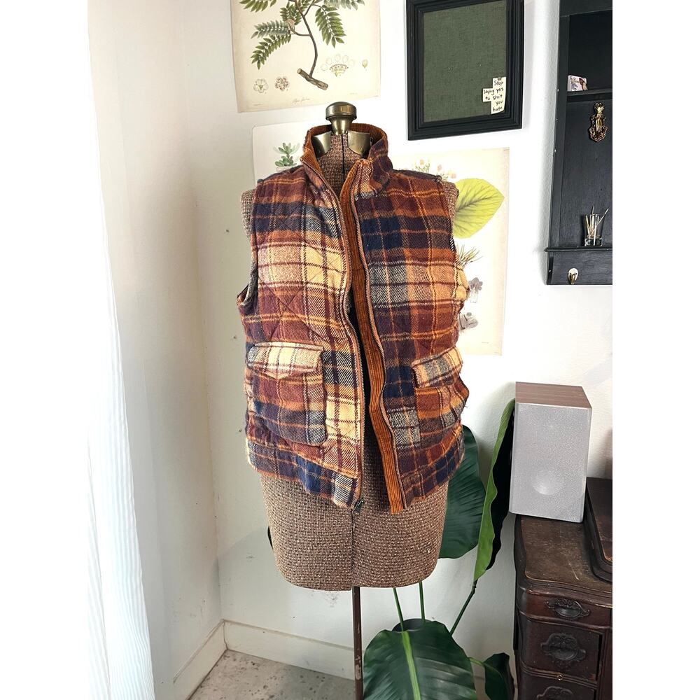 Natural Reflections Womens Medium Plaid Puffer Vest Fall Gorpcore Cottagecore